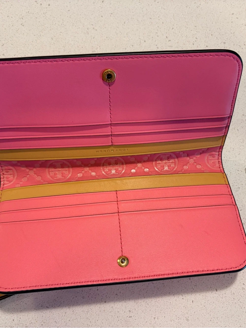 Tory Burch Coral Pink Leather Zip Continental Wallet